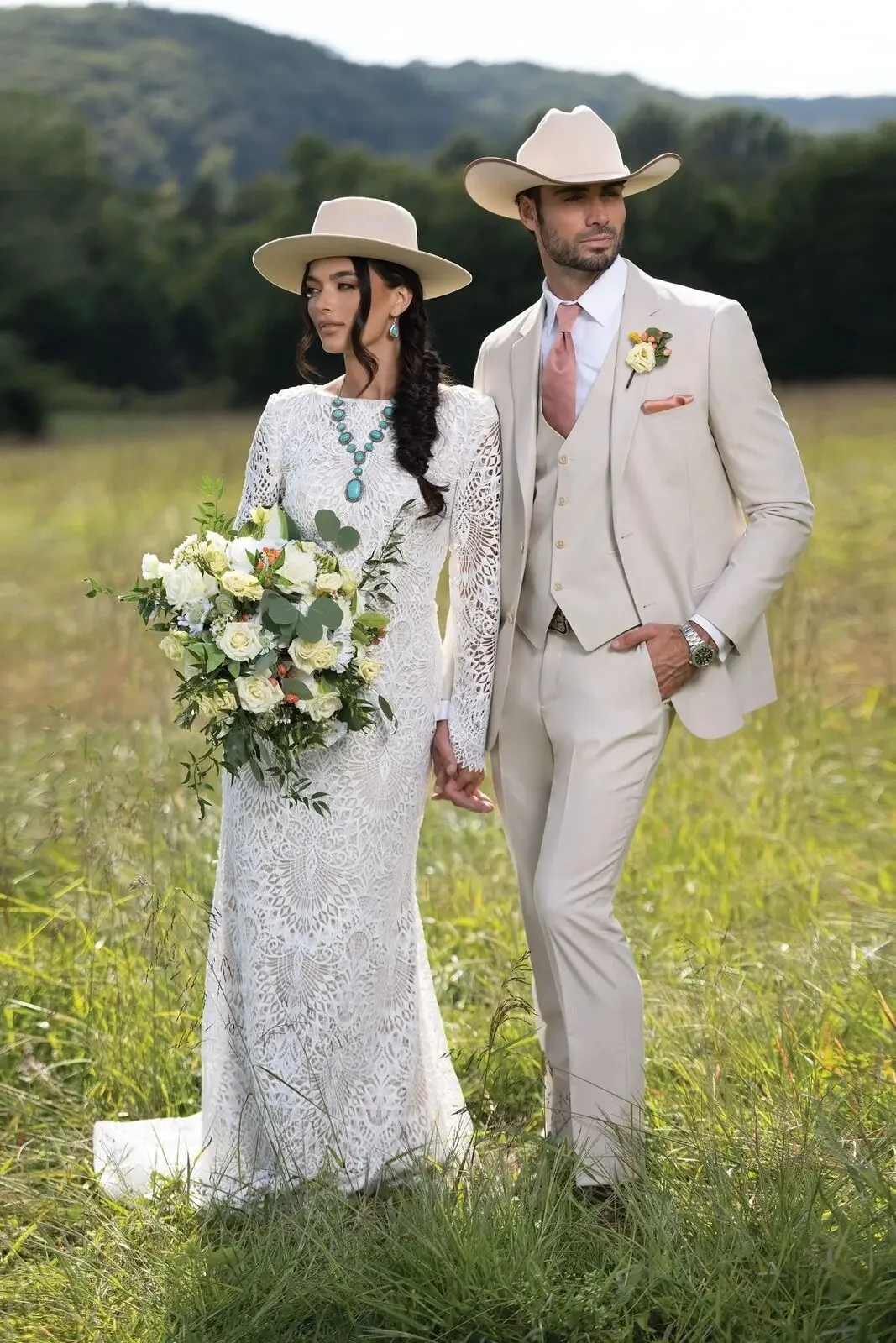image shows a husband and wife on their wedding day
