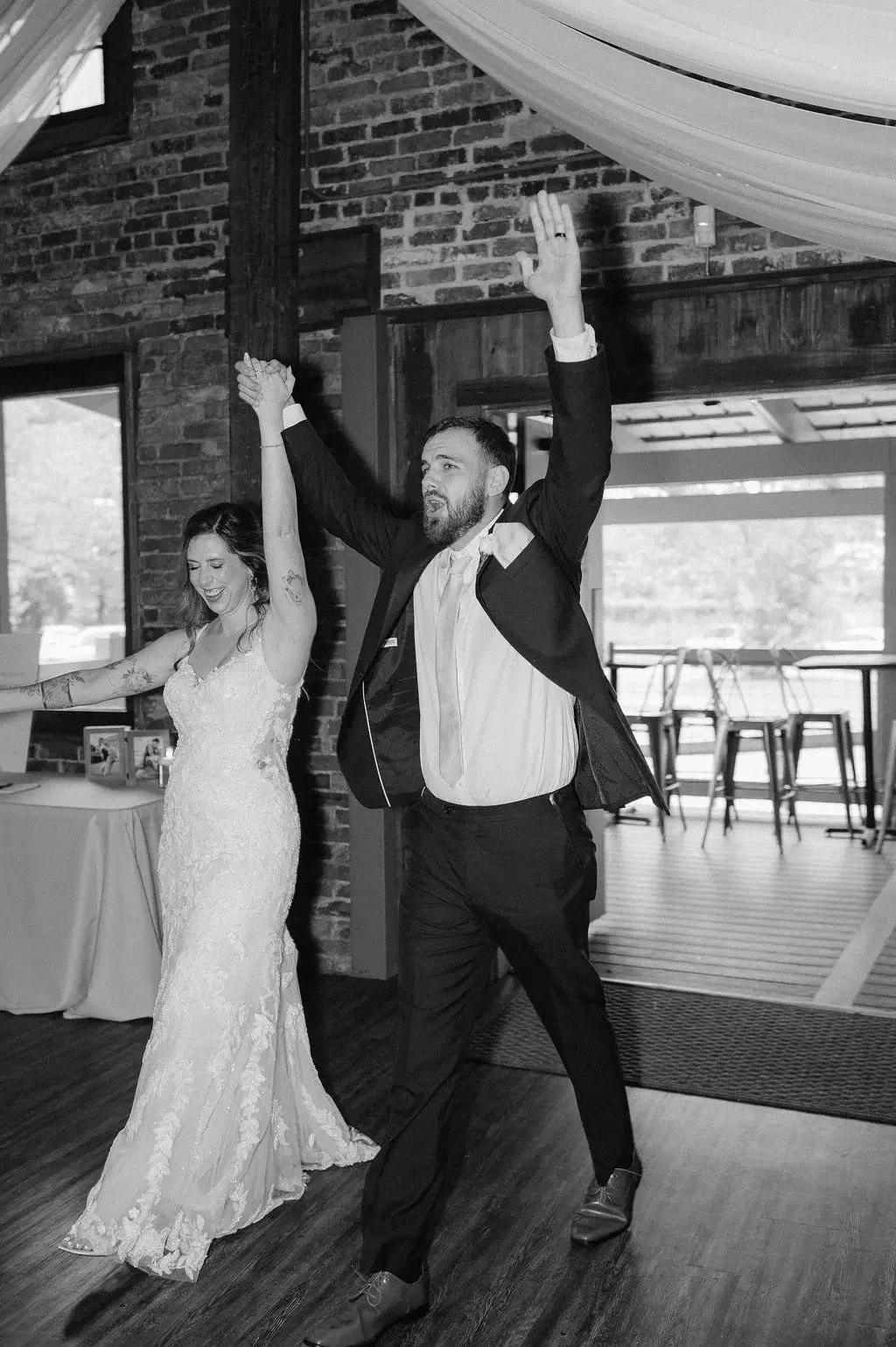 black and white wedding photo