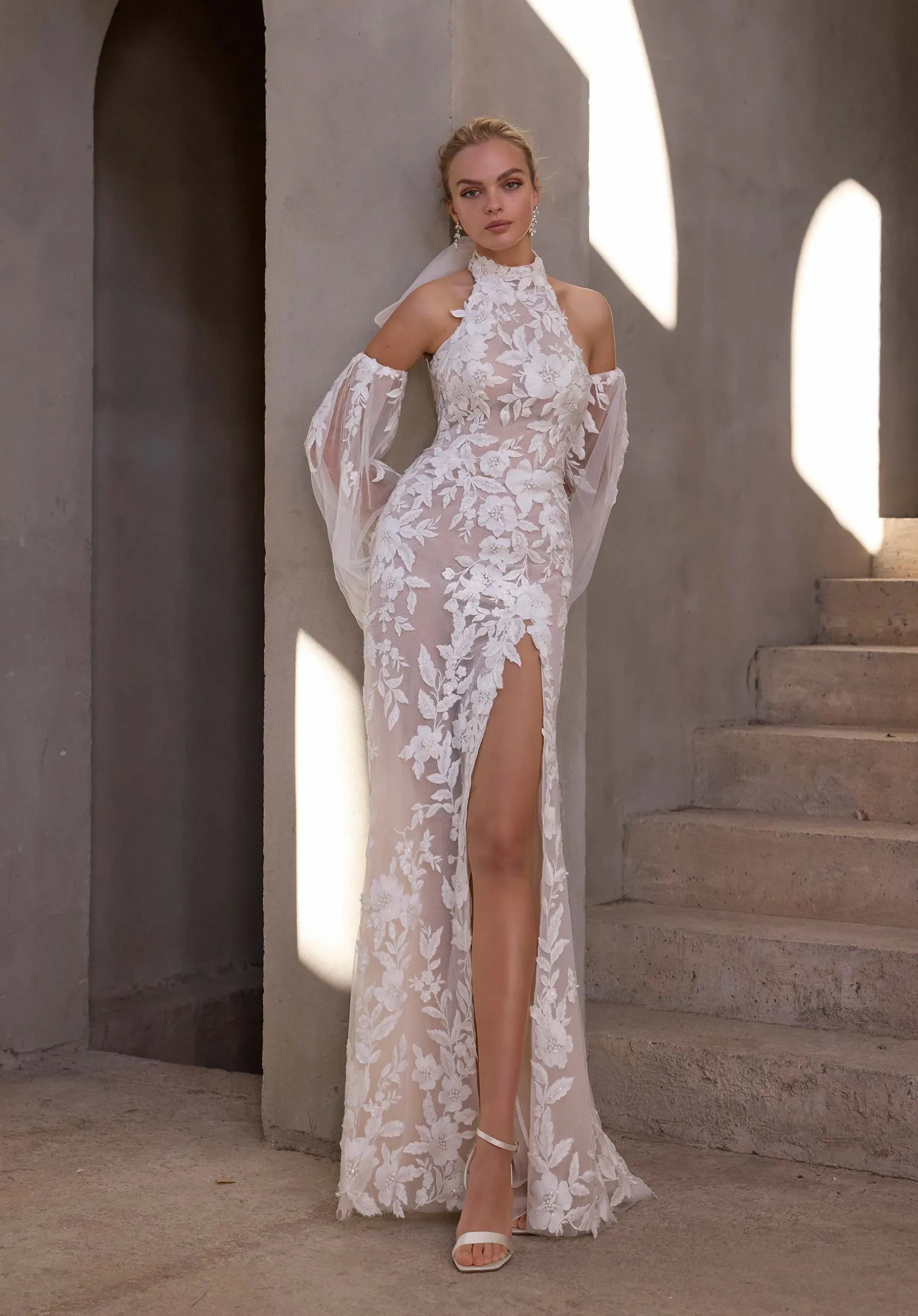 High Neck, High Impact: Elegant Wedding Dresses Inspired by Selena Gomez’s Bridal Look Image