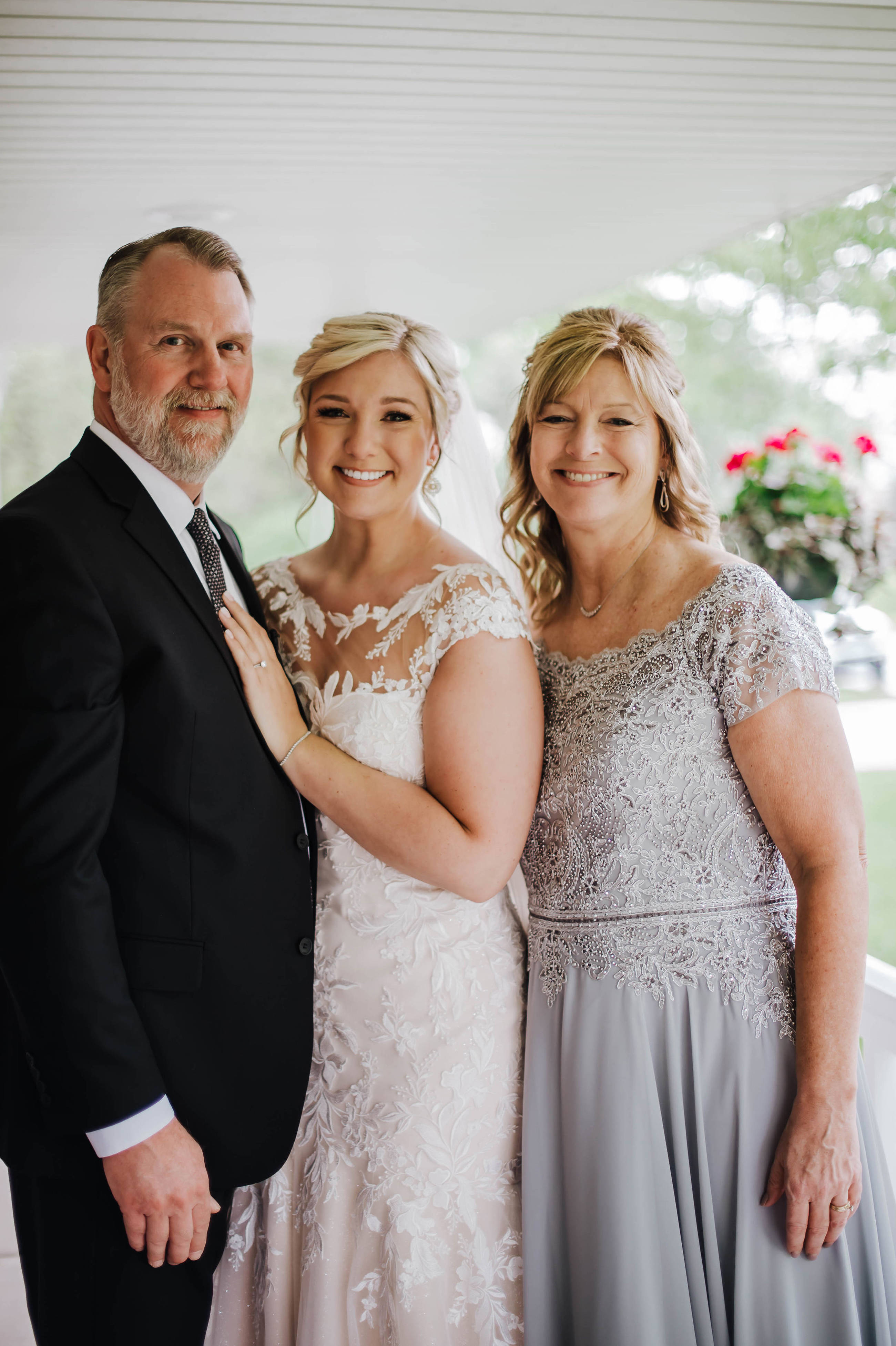 Mother of Bride in a burgundy dress