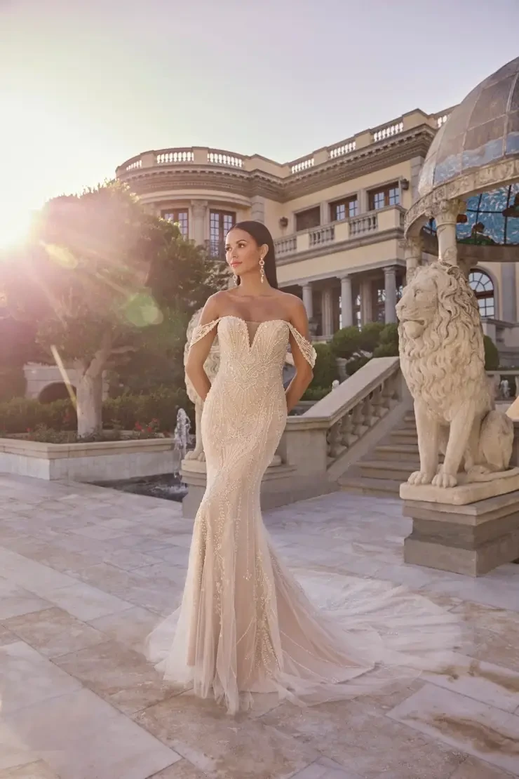 Fit and Flare Off the Shoulder Wedding Dress